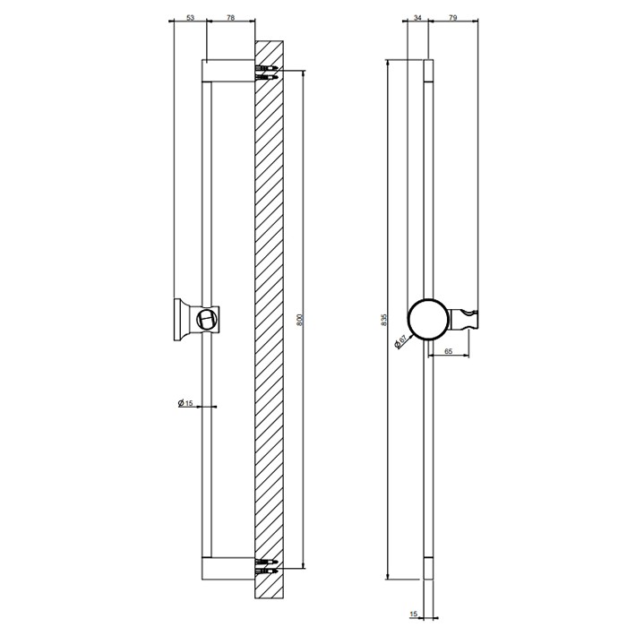 Gessi Штанга для душа 83.5см., Origini, 66144#149 цвет: finox brushed nickel