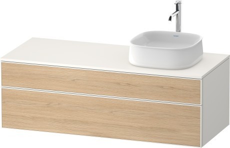 Duravit тумба подвесная с вырезом под раковину справа 550 мм х 1300 мм х 442 мм, zencha, ze4822r30840000 цвет: натуральный дуб/белый суперматовый