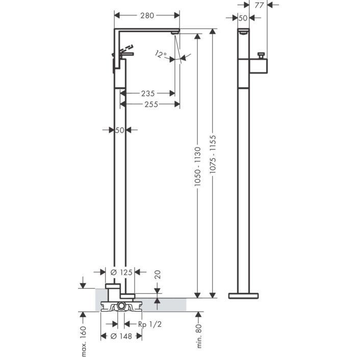 AXOR напольный смеситель для раковины, Edge, хром арт. 46041000
