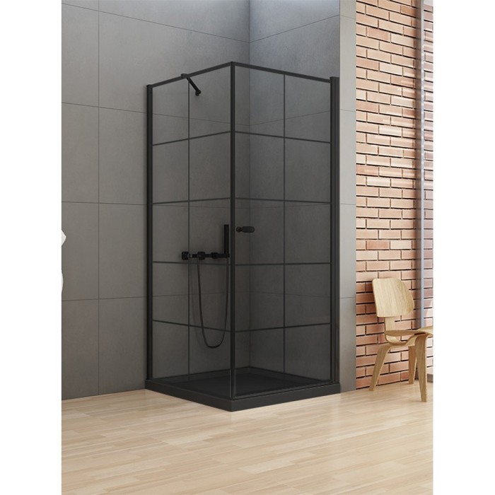 Душевое ограждение r 90x90x195, New trendy New soleo black, черный арт. D-0285A/D-0121B