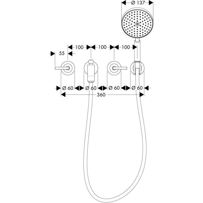 AXOR смеситель для ванны, настенный с душем, Citterio, красное золото арт. 39448300