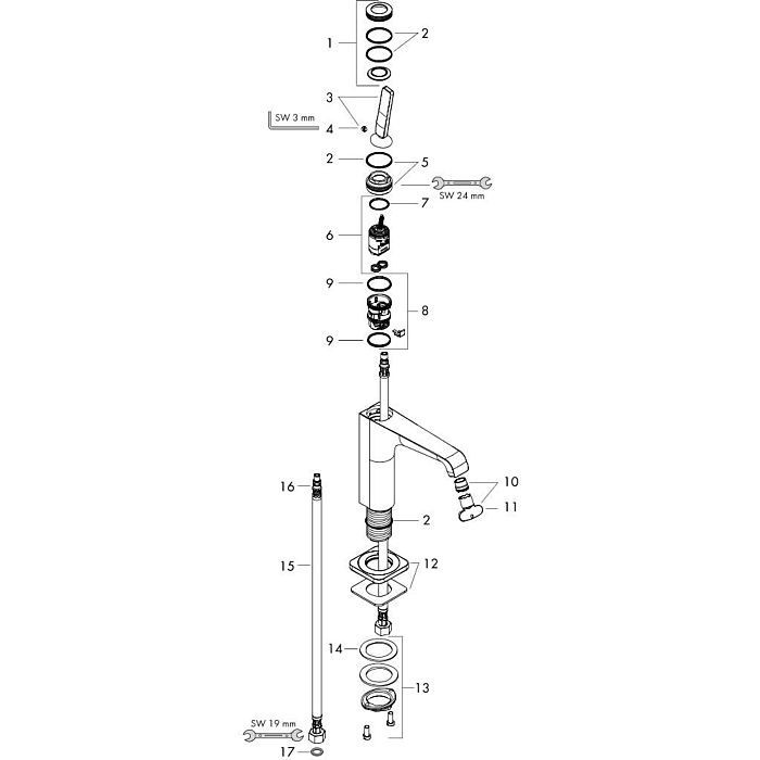 AXOR смеситель для раковины, Citterio E, шлифованное красное золото арт. 36101310