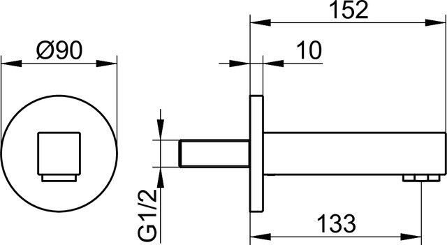 Keuco излив для ванны 152 мм, edition 90, хром арт. 59045 010000