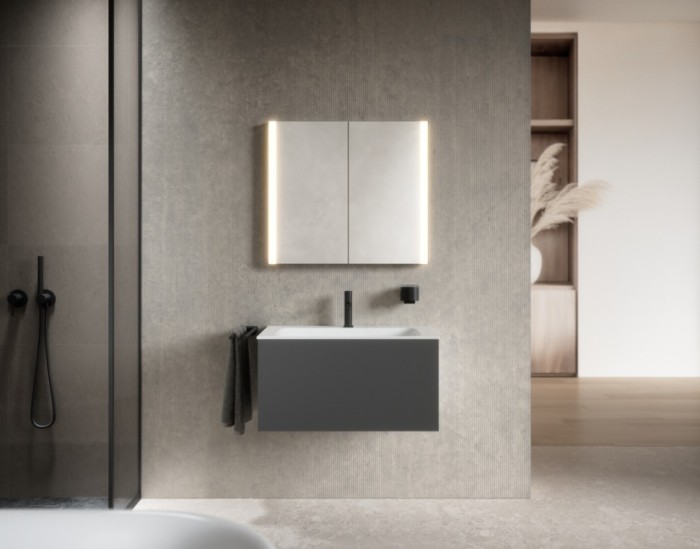 Keuco шкаф с подсветкой для встраиваемого монтажа 115 мм х 800 мм х 710 мм, с 2 поворотными дверцами, somaris, зеркальный арт. 14512 002100