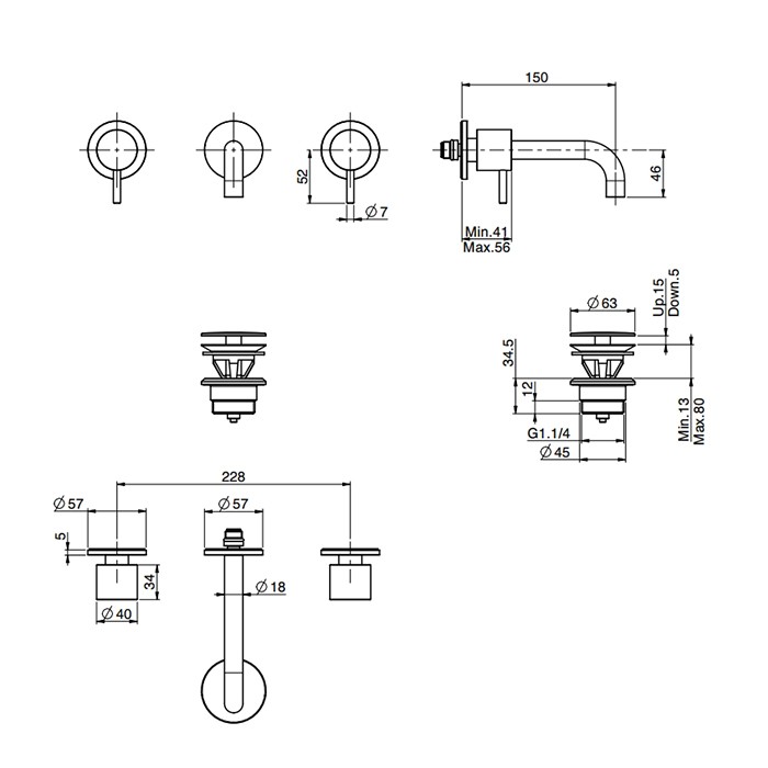 Fima Carlo Frattini cмеситель для раковины, встраиваемый, излив: см., spillo up, золото арт. f3161/5or
