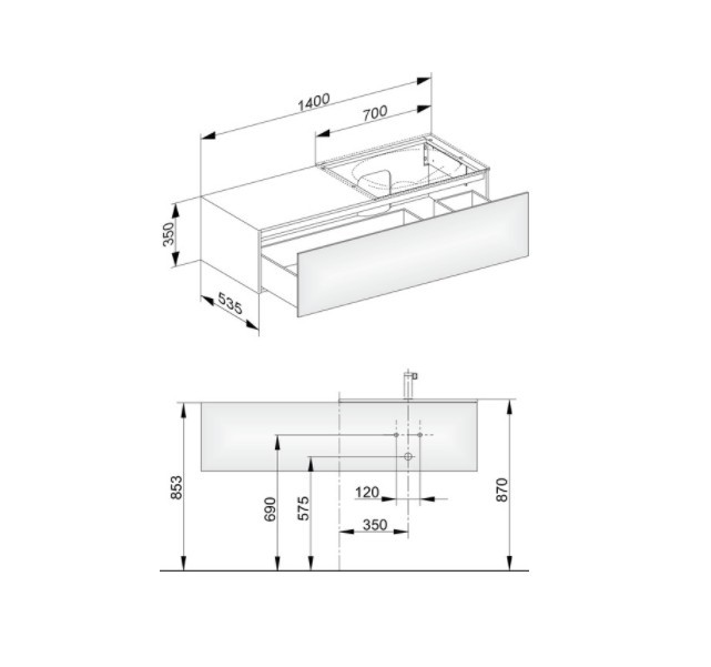 Keuco тумба подвесная под раковину справа с одним выдвижным фронтом, edition 11, табачный дуб арт. 31166 850000