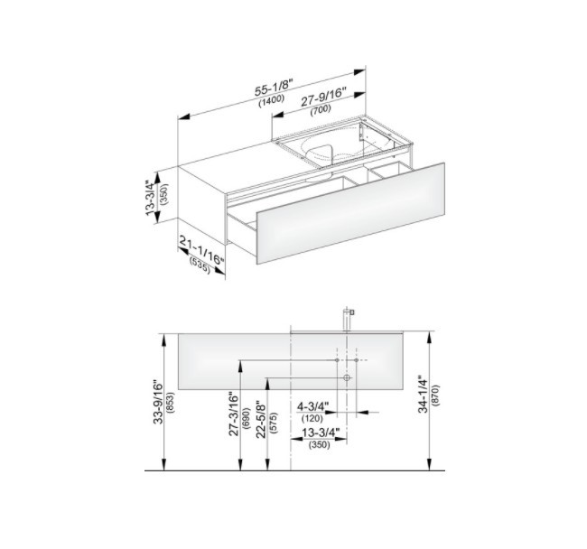 Keuco тумба подвесная под раковину справа с одним выдвижным фронтом, edition 11, табачный дуб арт. 31166 850000