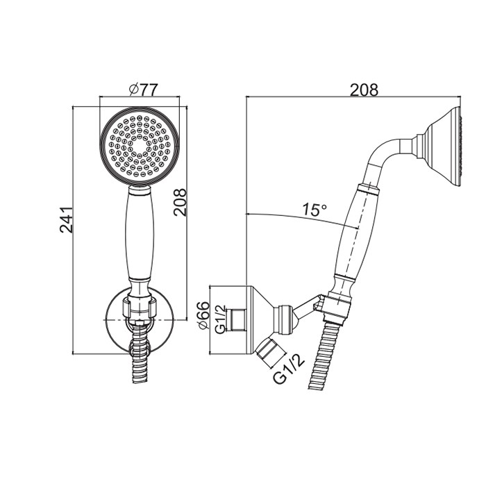 Fima Carlo Frattini душевой комплект с ручным душем с белой керамической ручкой, держатель с подводом воды и металл шланг 1500 мм. wellness, хром арт. f2287/8cr