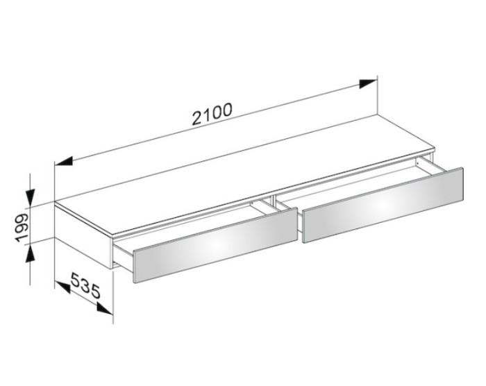 Keuco тумба боковая подвесная с двумя выдвижными фронтальными ящиками, edition 400, белый арт. 31770 380000