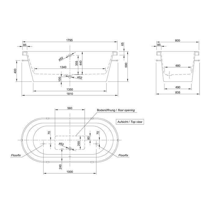 Knief ванна 185х83.5х69см., Loft V, 0100-067-06 0100-091-04 цвет: белый