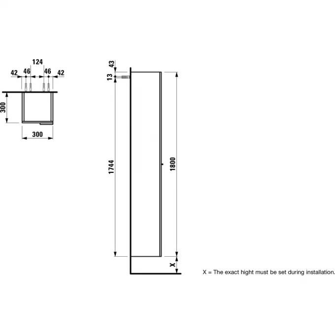 LAUFEN высокий шкаф с левой дверцей, - 4.0815.1.033.631.1