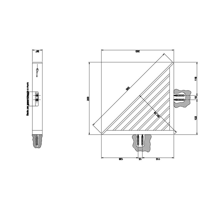 Gessi Полочка-решетка, угловая для ванны или душа, подвесная, Rettangolo, 20861#099 цвет: черный