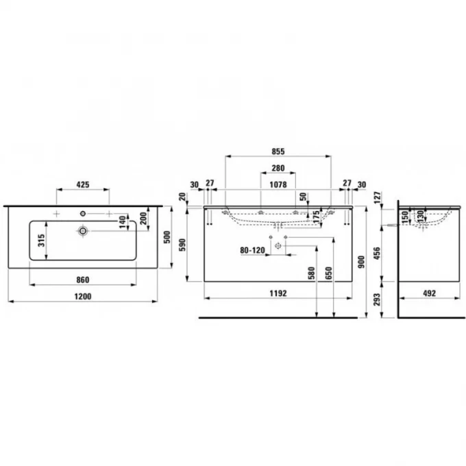 LAUFEN тумба с раковиной 120, PRO S - 8.6496.3.261.104.1