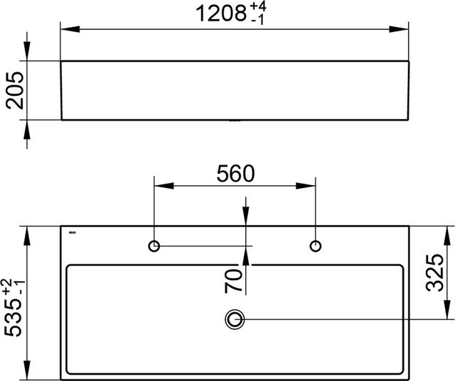 Keuco раковина двойная подвесная из минерального литья с 1 отверстием под смесители, без перелива альпийский, edition 90, белый альпийский арт. 39081 311202