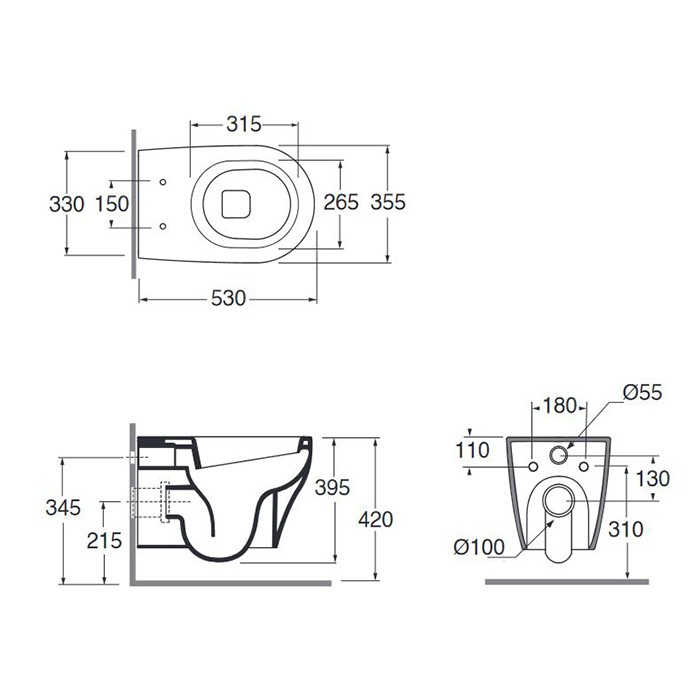 Azzurra унитаз подвесной 52.5x35х37.5см., Azzurra, PAVCSP000000BI цвет: белый
