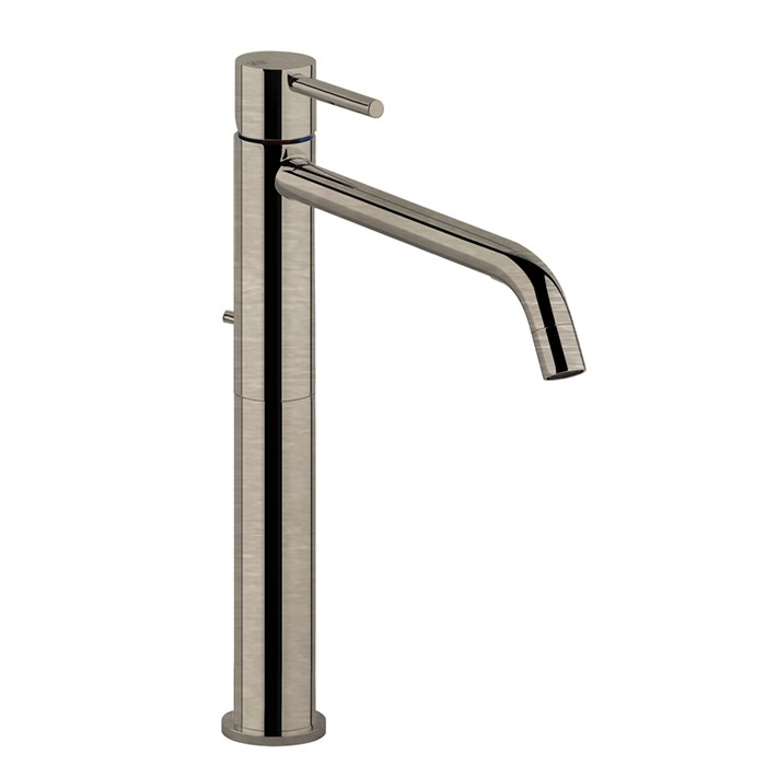 Gessi Смеситель для раковины, на 1 отв, высокий с длинным изливом, с донным клапаном, Emporio Via tortona, 18605#149 цвет: finox brushed nickel