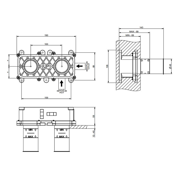 Gessi Встраиваемая часть для настенного смесителя для раковины, хром - 63397#239