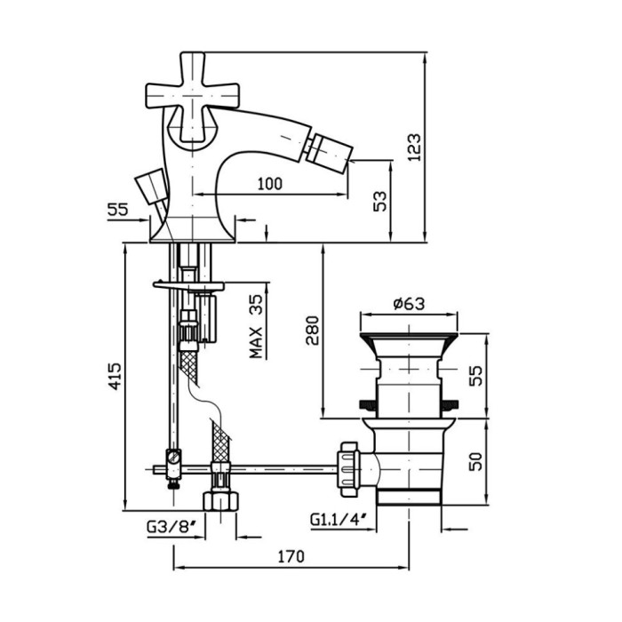Zucchetti смеситель для биде на 1 отверстие, bellagio, хром арт. zb1315