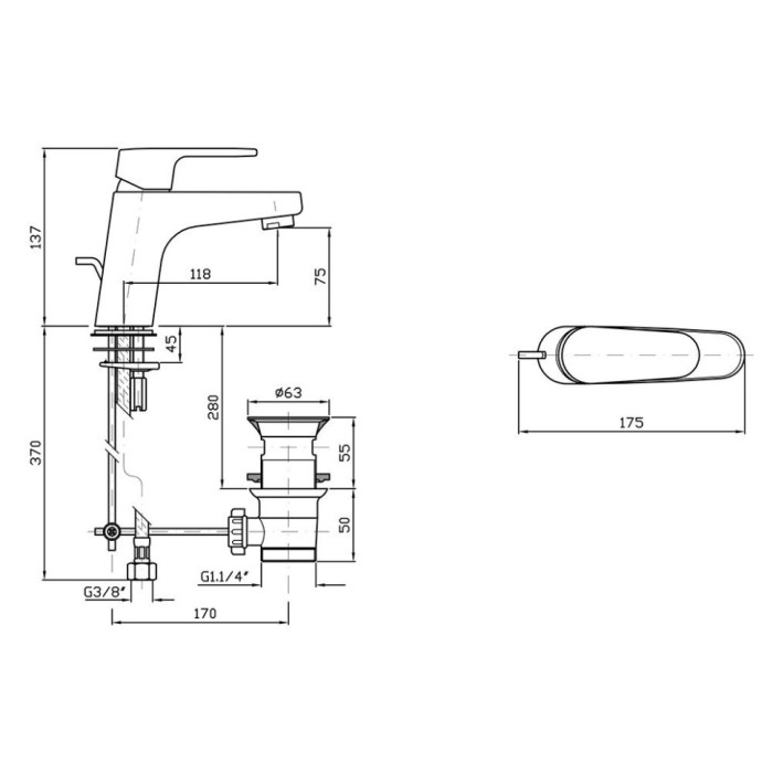 Zucchetti однорычажный смеситель для раковины на 1 отверстие с донным клапаном, sun, хром арт. zsn599