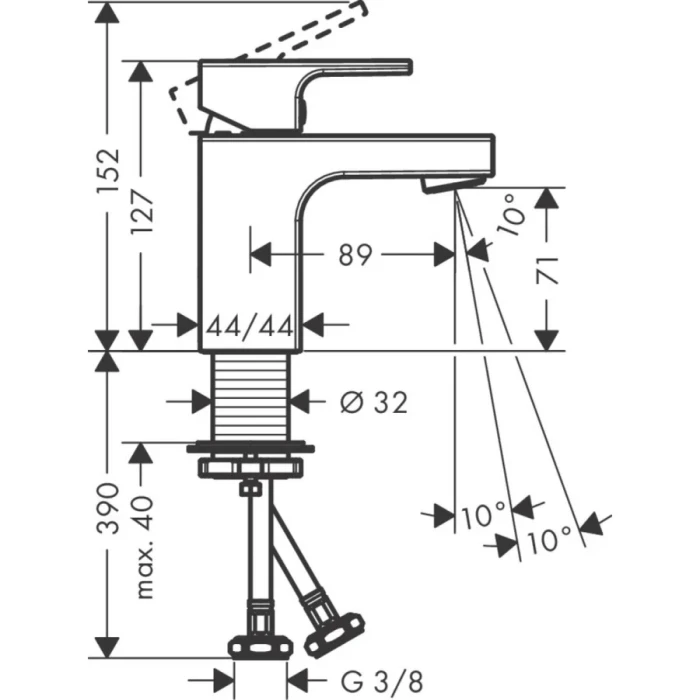 Hansgrohe смеситель для раковины без донного клапана, Vernis Shape, хром арт. 71567000