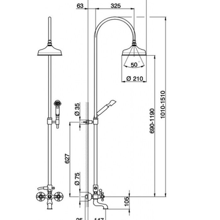 Cisal душевая система ac00415324 arcana ceramic cisal, цвет: душевая система
