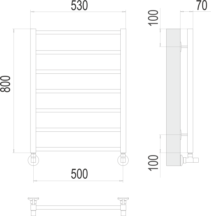 Terminus водяной полотенцесушитель контур п7 500х800, стандарт арт. 4670078529657