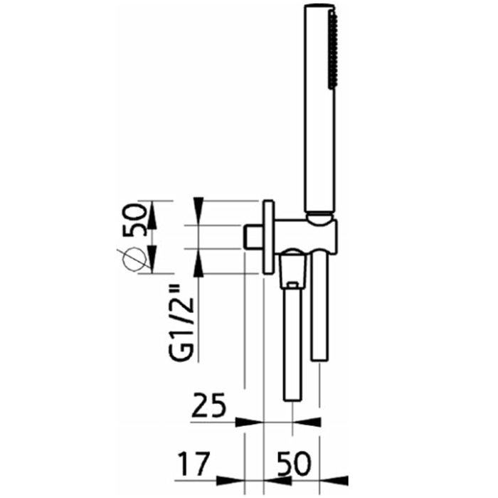 Cisal душевой гарнитур : ручная лейка, шланг 150 см, вывод с держателем ds01880021 shower, цвет: хром