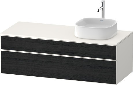 Duravit тумба подвесная с вырезом под раковину справа 550 мм х 1300 мм х 442 мм, zencha, ze4822r16840000 цвет: чёрный дуб/белый суперматовый