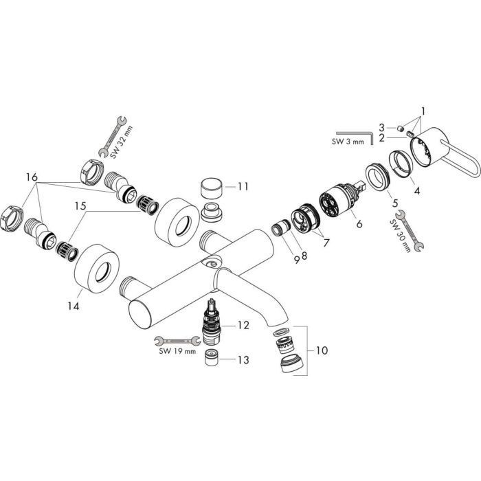 AXOR смеситель для ванны, Uno, шлифованное красное золото арт. 38421310
