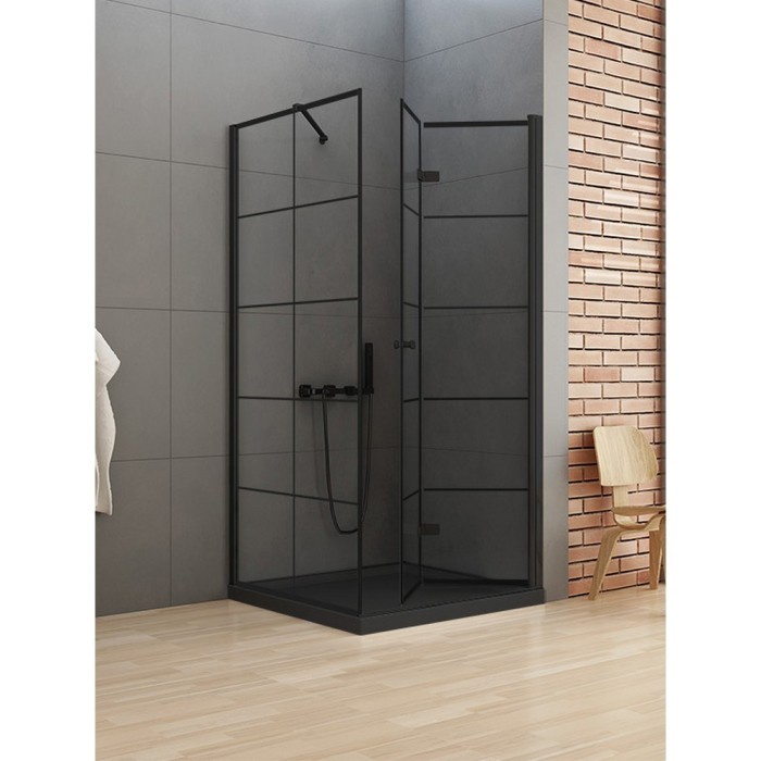 Душевое ограждение r 90x90x195, New trendy New soleo black, черный арт. D-0290A/D-0121B