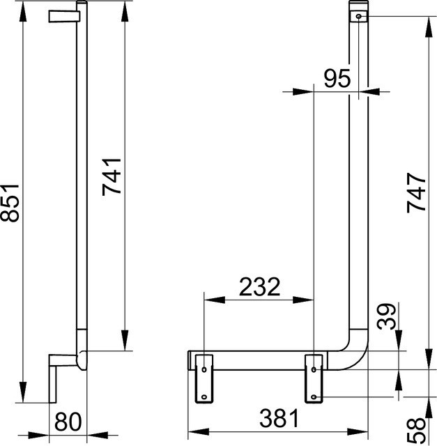 Keuco угловой поручень 90° левый 381/851 мм, axess, хром арт. 35006 010802