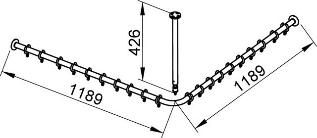 Keuco набор штанг для душевой занавески для углового душа 1200 мм x 1200 мм, plan, хром арт. 14939 171200