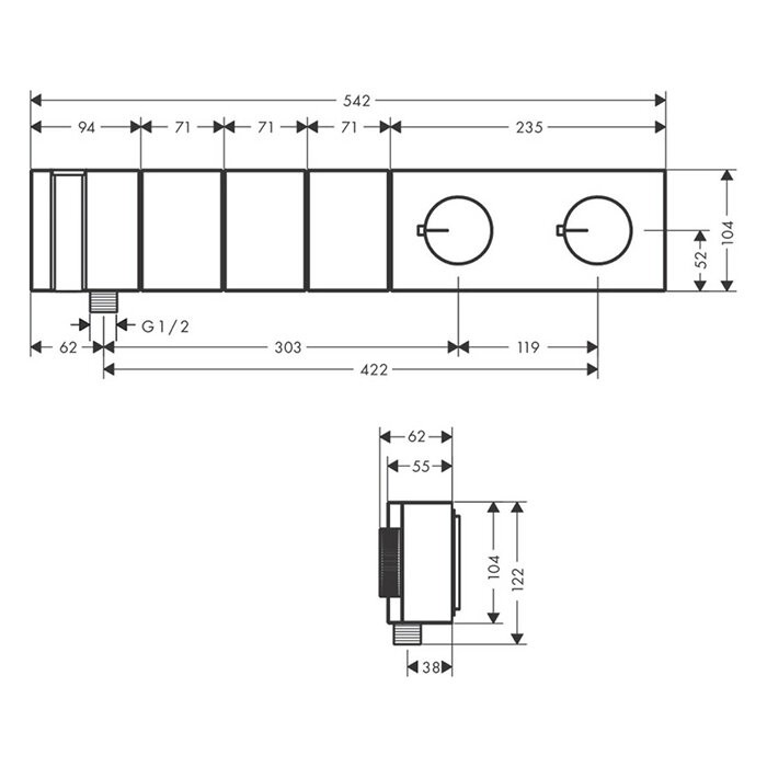 AXOR термостат для душа, Edge, хром арт. 46710000