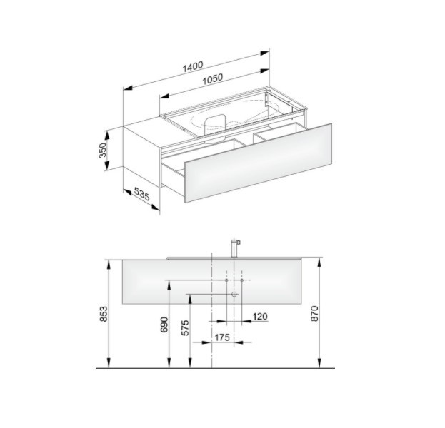 Keuco тумба подвесная под раковину справа с одним выдвижным фронтом, с внутренней светодиодной подсветкой, edition 11, черный арт. 31164 570100