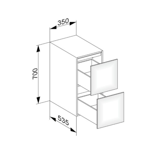 Keuco тумба боковая подвесная с двумя выдвижными фронтами, с внутренней светодиодной подсветкой, edition 11, кашемир арт. 31321 280100