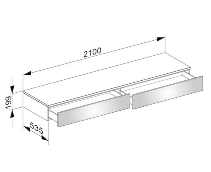 Keuco тумба боковая подвесная с двумя выдвижными фронтальными ящиками антарцит, edition 400, антрацит арт. 31770 390000