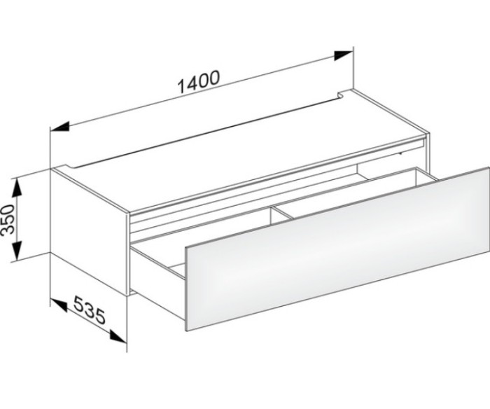 Keuco модуль нижнего шкафа для встройки снизу, с одним выдвижным ящиком, edition 11, трюфель арт. 31313 370000