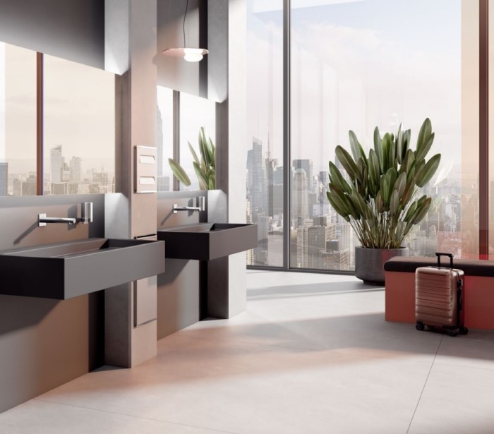 Keuco смеситель электронный для раковины с круглой розеткой, с питанием от сети, вылет 252 мм, ixmo, хром арт. 59517 011101