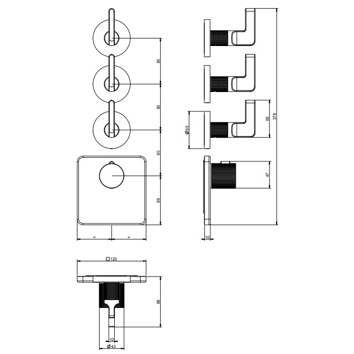 Gessi Встраиваемый термостатический смеситель на 3 источника, резьба 3/4", Inciso, 58216#031 цвет: хром