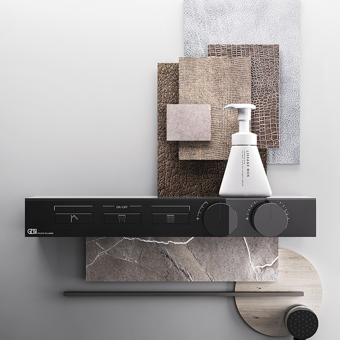Gessi Термостат для душа, с включением до 3 источников одновременно, Hi Fi, 63014#706 цвет: black metal pvd