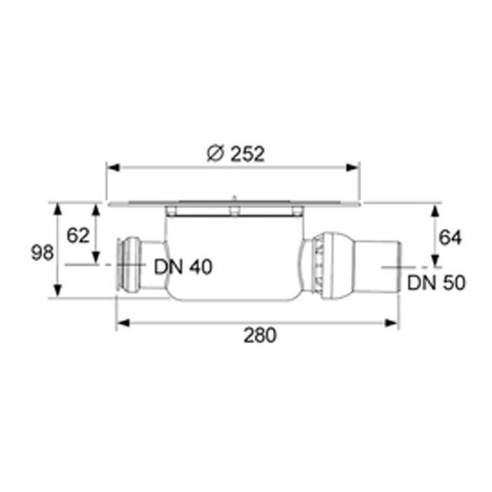 TECE трап низкий сантехнический с декоративной решеткой "basic", dn 50, боковой выход, - 3015008