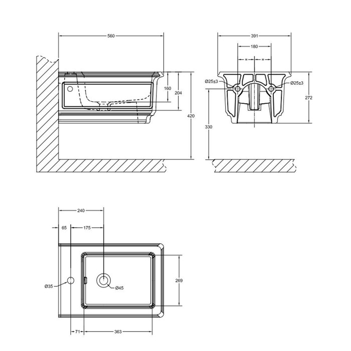 Gessi Биде подвесное 56х39см., с 1 отверстием под смеситель, с сифоном, Eleganza, 46755#518 цвет: белый