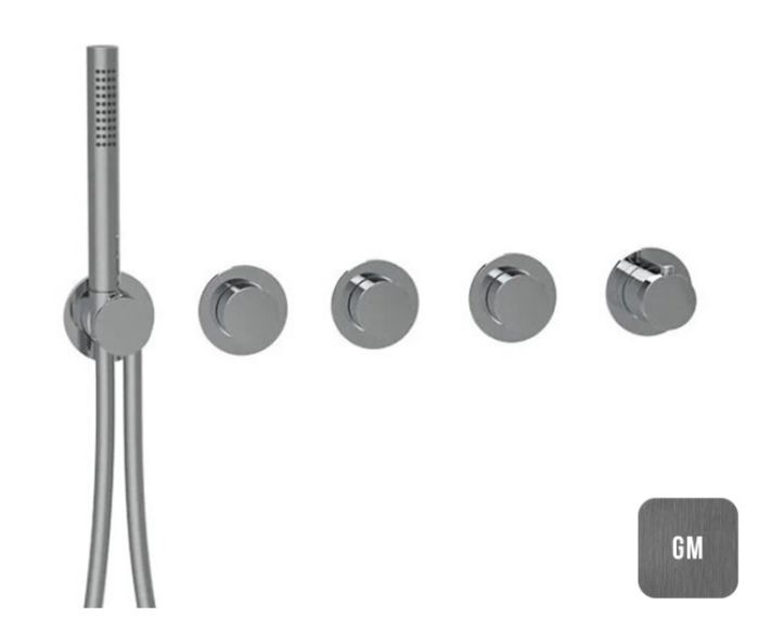 Термостат для ванны на 2 потребителя, внешняя часть, Modular Almar, gun metal арт. E180434.GM