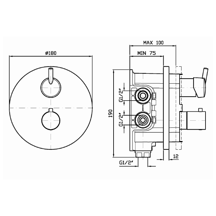 Zucchetti встроенный термостатический смеситель с запорным клапаном для zetasystem, simply beautiful, хром арт. zsb800 r97800