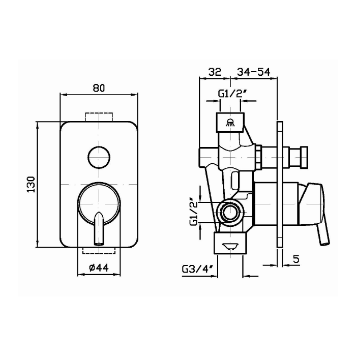 Zucchetti встроенный смеситель для душа, simply beautiful, хром арт. zsb121 r99684