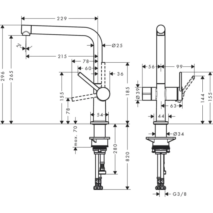 Hansgrohe смеситель для кухни, Talis M54, нержавеющая сталь арт. 72827800