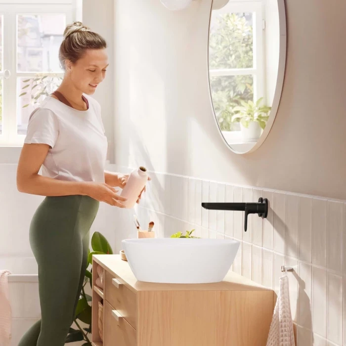 Hansgrohe смеситель для раковины с выпуском, Rebris S, черный арт. 72528670