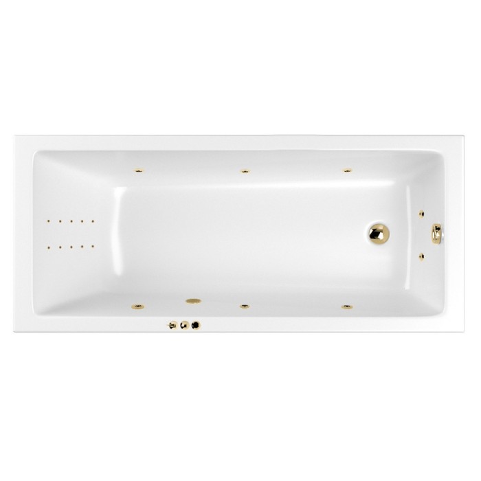 Встраиваемая ванна slim 180x80 smart nano, Whitecross Wave, золото арт. 0111.180080.100.SMARTNANO.GL