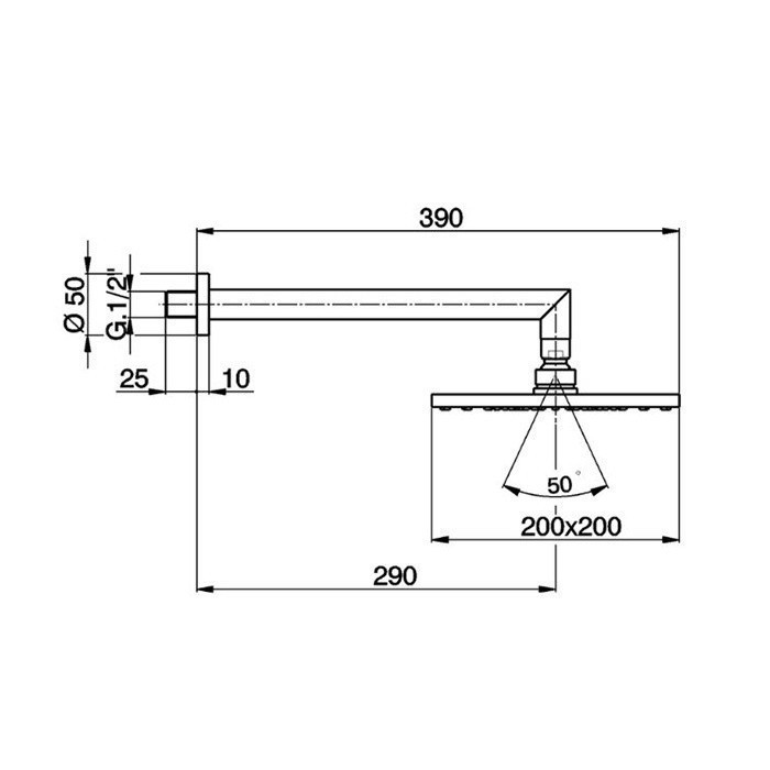 Cisal верхний душ 200*200 мм ds01326021 shower cisal, цвет: хром