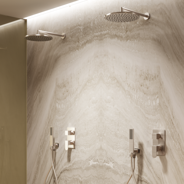 Bossini внешняя часть однорычажного встраиваемого смесителя на 2-5 выходов, gillo, никель арт. z00738.094